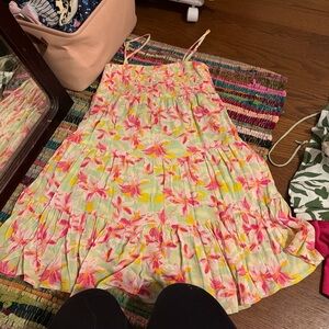 Floral Pink and Yellow Kids Dress
